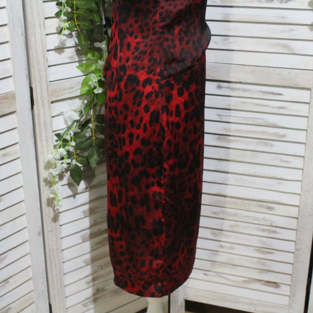 Pretty little thing red/black leopard print slip dress (944) - Picture 5 of 16